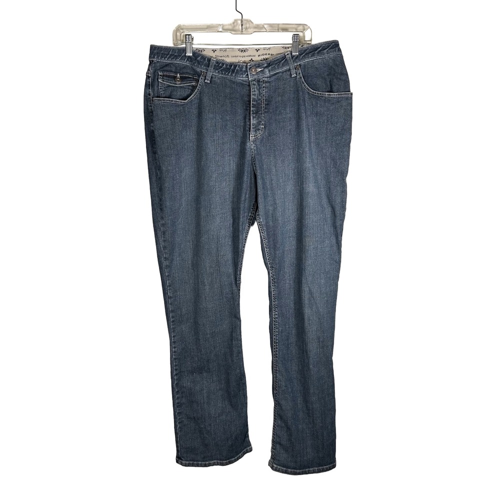 Riders by Lee Womens Dark Wash Straight Leg Jeans Comfort No-Gap Waistband Blue‎